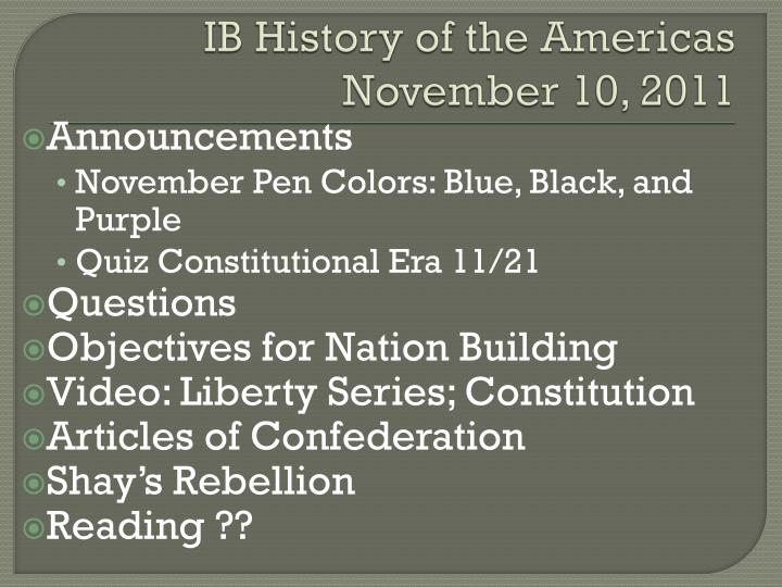 ib history of the americas november 10 2011