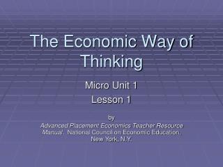 The Economic Way of Thinking