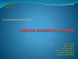 CREATING SUCCESSFUL LESSONS