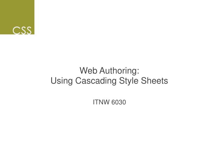 web authoring using cascading style sheets