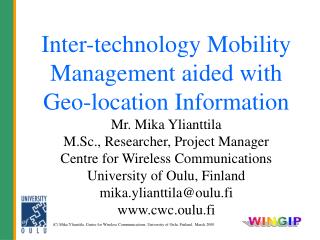 Inter-technology Mobility Management aided with Geo-location Information