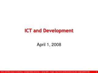 ICT and Development