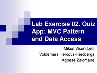lab exercise 02 quiz app mvc pattern and data access