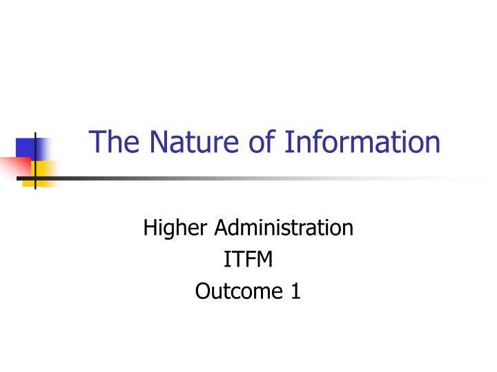 the nature of information