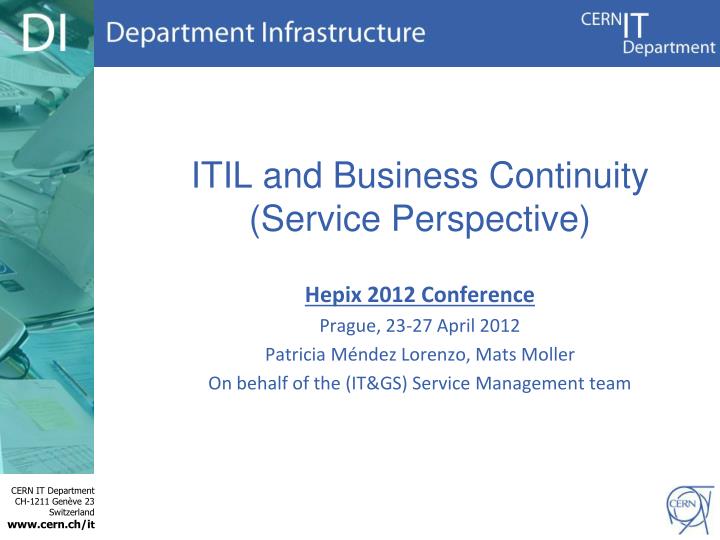 itil and business c ontinuity service p erspective