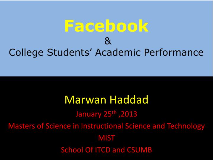 facebook college students academic performance