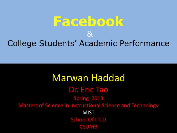 facebook college students academic performance