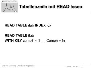 Tabellenzeile mit READ lesen