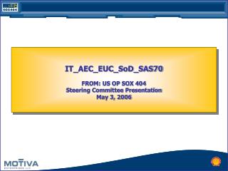 IT_AEC_EUC_SoD_SAS70 FROM: US OP SOX 404 Steering Committee Presentation May 3, 2006