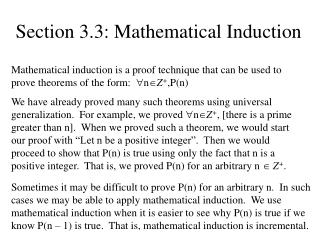 Section 3.3: Mathematical Induction