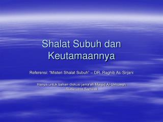 shalat subuh dan keutamaannya