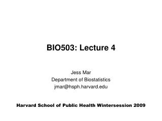 BIO503: Lecture 4