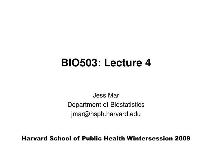 bio503 lecture 4