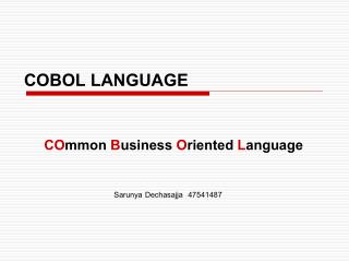 COBOL LANGUAGE