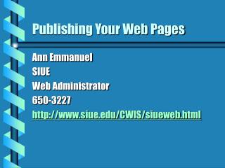 Publishing Your Web Pages