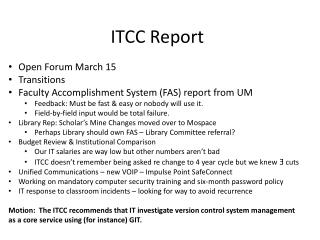 ITCC Report