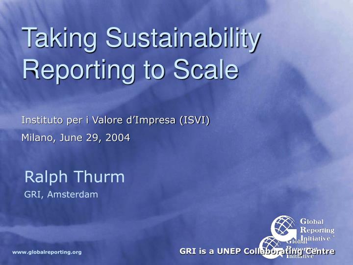 taking sustainability reporting to scale