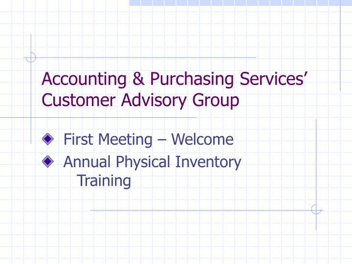 accounting purchasing services customer advisory group