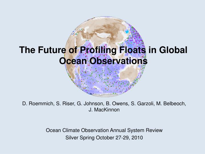 the future of profiling floats in global ocean observations