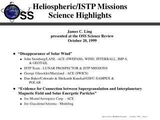 Heliospheric/ISTP Missions Science Highlights