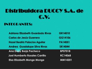 distribuidora duccy s a de c v
