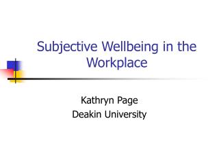 subjective wellbeing in the workplace