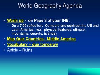 World Geography Agenda