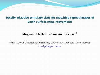 Locally adaptive template sizes for matching repeat images of Earth surface mass movements