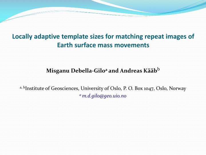 locally adaptive template sizes for matching repeat images of earth surface mass movements