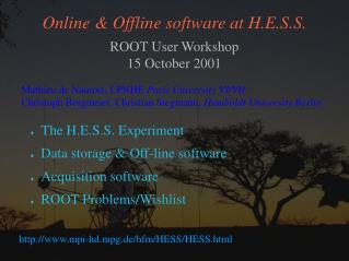 Online &amp; Offline software at H.E.S.S.