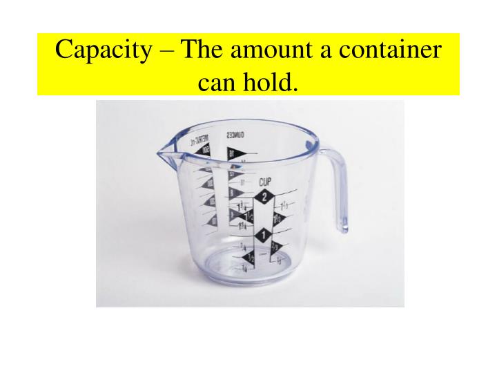 capacity the amount a container can hold
