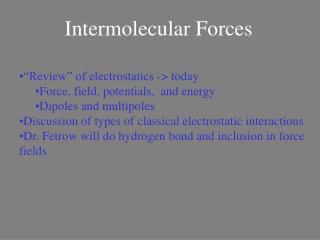 Intermolecular Forces