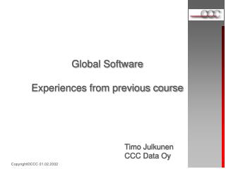 Global Software Experiences from previous course