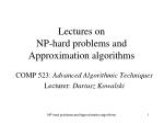 Lectures on NP-hard problems and Approximation algorithms - slide 1