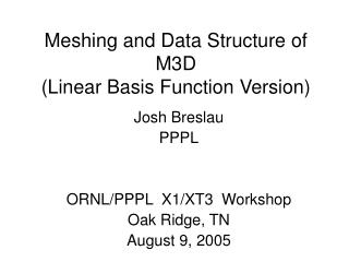 Meshing and Data Structure of M3D (Linear Basis Function Version)
