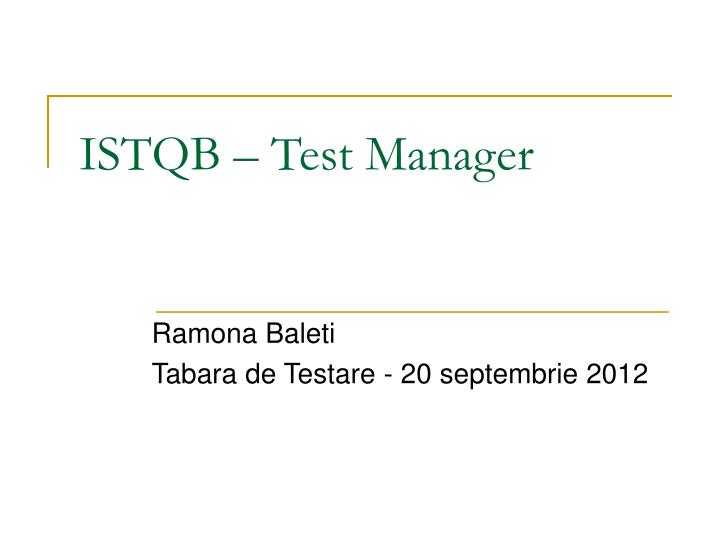 istqb test manager