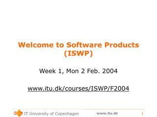 Welcome to Software Products (ISWP)