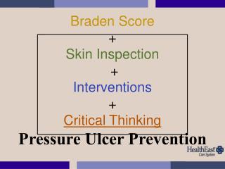 Braden Score + Skin Inspection + Interventions + Critical Thinking Pressure Ulcer Prevention