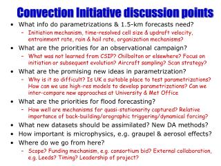Convection Initiative discussion points
