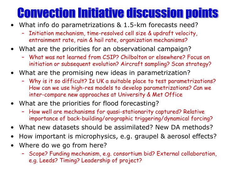 convection initiative discussion points