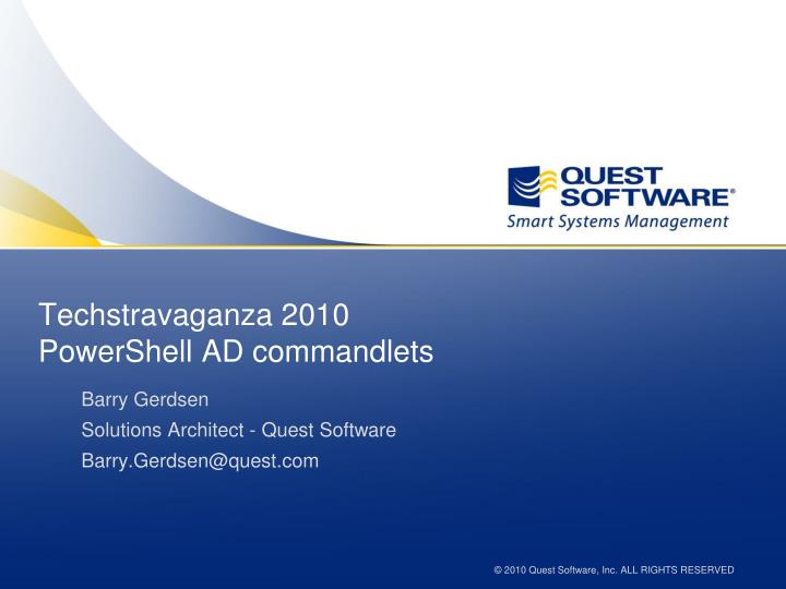 techstravaganza 2010 powershell ad commandlets