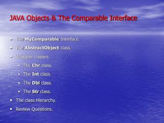 JAVA Objects &amp; The Comparable Interface