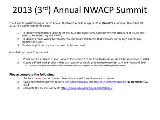 2013 (3 rd ) Annual NWACP Summit