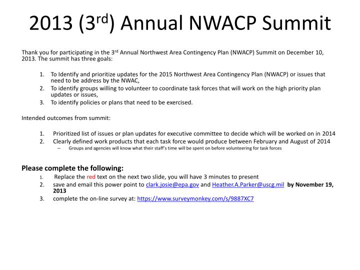 2013 3 rd annual nwacp summit