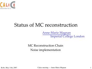 Status of MC reconstruction