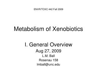 Metabolism of Xenobiotics