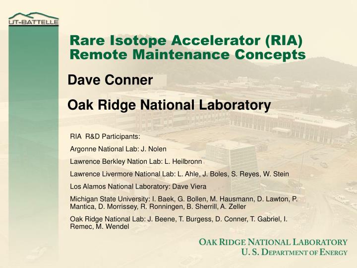 rare isotope accelerator ria remote maintenance concepts
