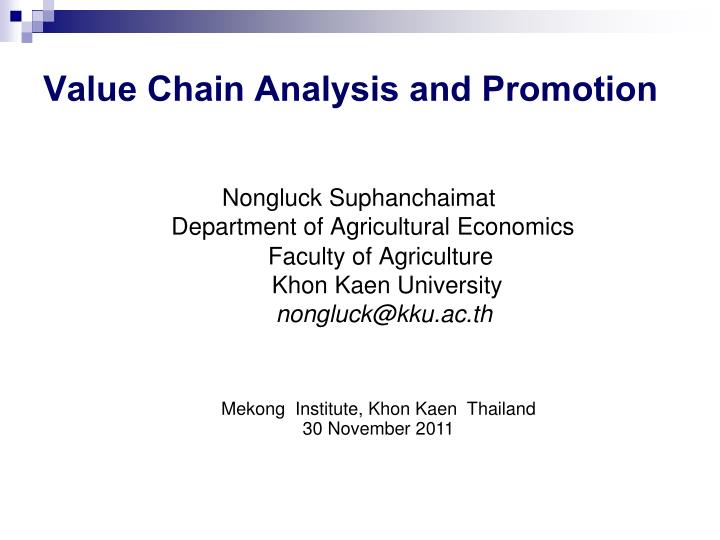 value chain analysis and promotion