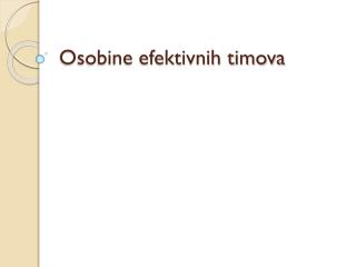 osobine efektivnih timova