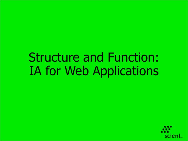 structure and function ia for web applications